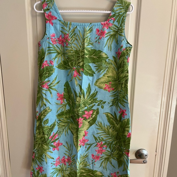 Jones New York 100% Linen Hawaiian Floral Dress 10 - Picture 1 of 4
